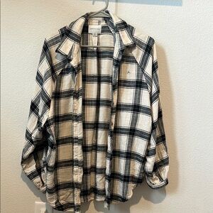 American Eagle Black, Blue, and White Plaid Shirt